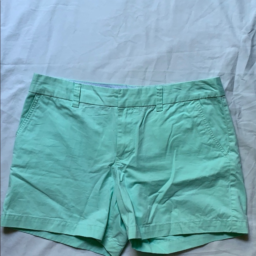 Sea foam green shorts.